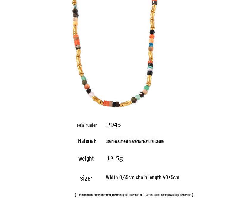 Bohemian Gold-Plated Beaded Choker with Colorful Natural Stones
