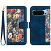 Чехол для телефона Google Pixel 9/Pixel 9 Pro, чехол из ПУ-кожи с цветочным узором, с держателем для карт и подставкой