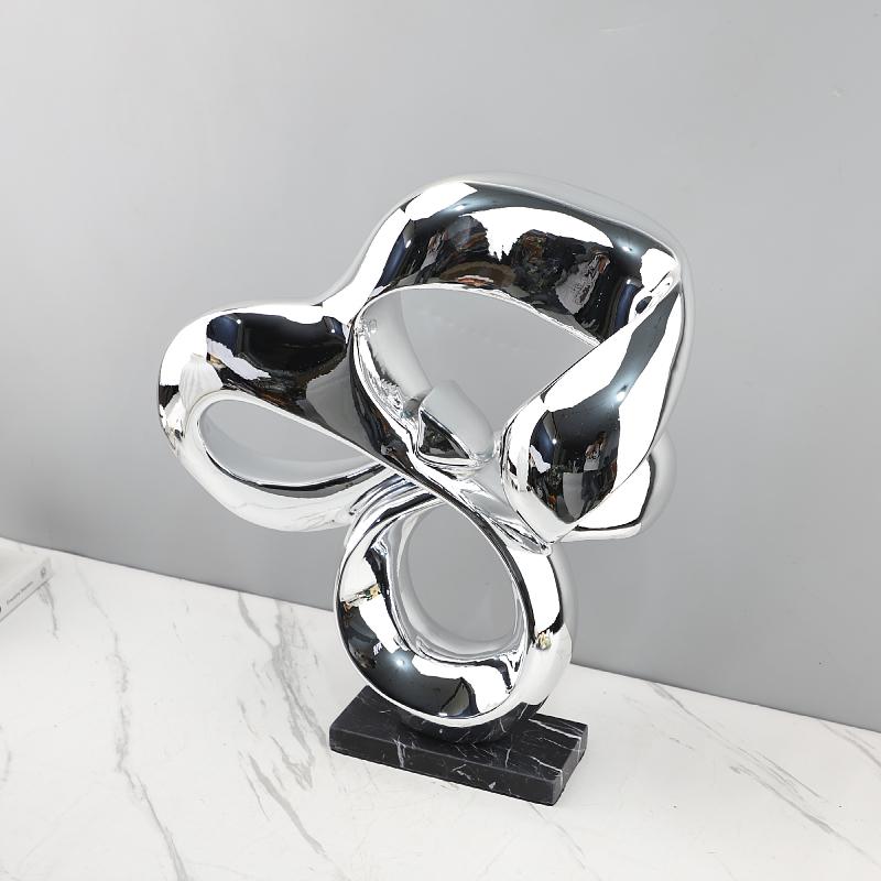 Креативная Геометрическая Скульптура Абстрактные Электрооplated Смоляные Декоративные Украшения Золотая Полая Лента Домашний Декор