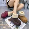 2024 Fashion Suede Ankle Warm Snow Boots Flat Heel Winter High Quality Women's Shoes Round Toe Medium Heel Simple Women's Boots