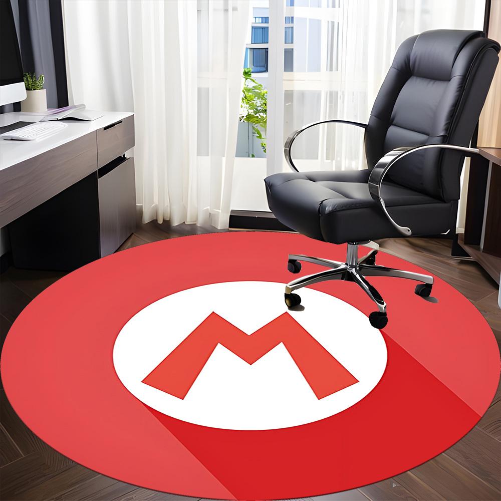 1pc Mario Game Office Round Area Rug, Indoor Mat Suitable For Office,Bedroom Living Room Home Decor, Room Deco a0926005