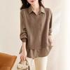 Two-piece Shirt for Women's Autumn Clothes New Loose Casual Shirt Jacket Fashionable Knitted Vest Long-sleeved Top