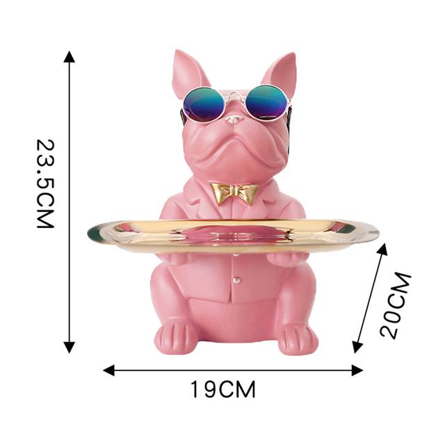Скульптура французского бульдога, статуя собаки, декоративная фигурка, лоток для хранения монет, копилка, входной ключ, держатель для закусок с очками