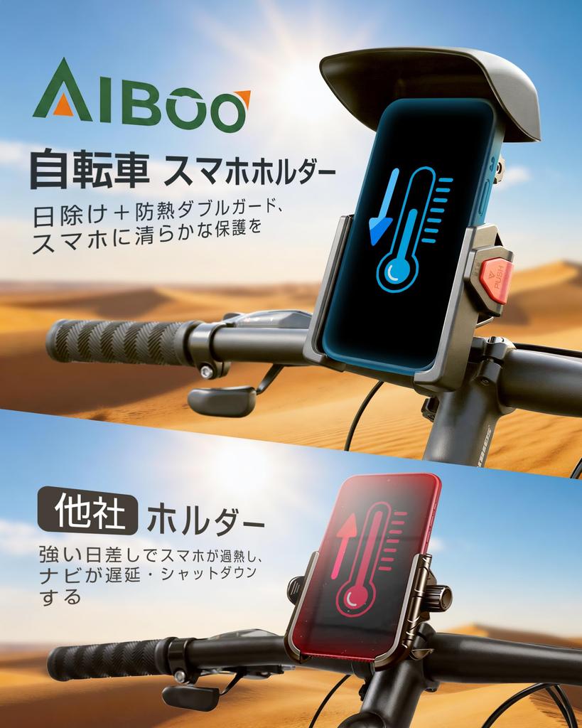 AIBOO Держатель для смартфона на велосипед Версия с козырьком Защита от солнца Защита от перегрева Быстрая установка Велосипед Смартфон Точная защита камеры