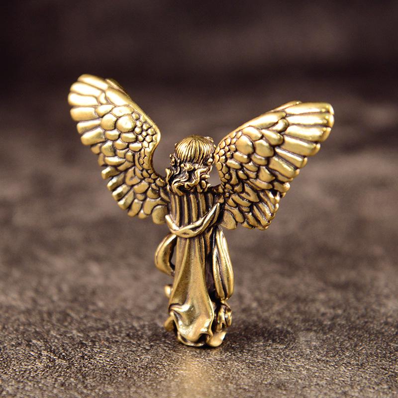 Brass Angel Wings Desktop Ornament - Trendy Guardian Angel Jewelry