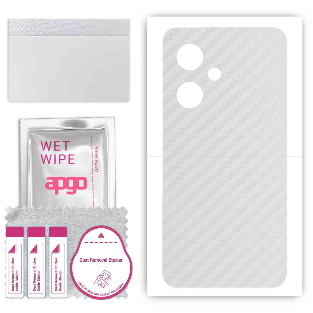 apgo Protective Skin Sticker for the Back Compatible with Vivo Y27 4G, Wrap Film, Foil, Vinyl - Pattern Transparent Carbon