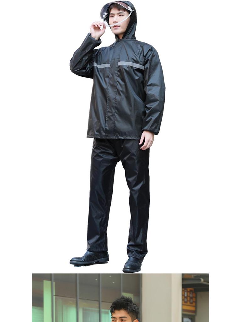 Мужской светоотражающий дождевик и брюки: Защита от сильного дождя для велоспорта/мотоспорта на открытом воздухе, раздельный стиль.