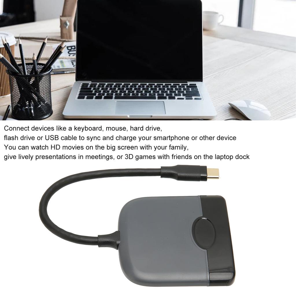 3-в-1 USB C на HD Multimedia Interface Адаптер USB C на USB C USB3.0 Многопортовый Адаптер Совместимый для Устройств Type C