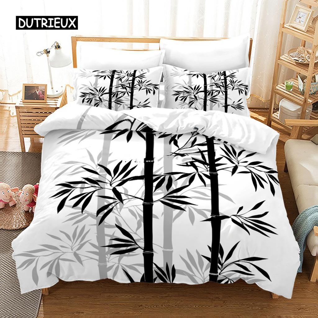 Duvet Cover Pink Sakura Plum Blossom Bamboo Bedding Set Fashion Art Duvet Cover Japanese Tokyo Style For Women Kids Room Decor