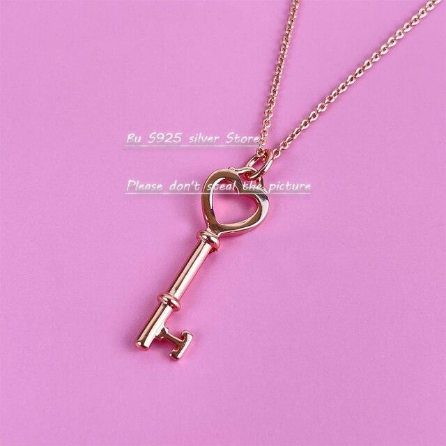 Новое ожерелье с подвеской в виде короны из розового золота и серебра S925 пробы для женщин, цепочка для свитера, цепочка с костяной цепочкой, модные ювелирные изделия