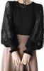 Newne Lace Puff Sleeve Knit Long Long Designed Just the Right Loose Everyday Loose Lace Top, Sheer, Sleeves, Elegant, Formal, Pullover, Spring/Autumn,