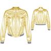 Kids Girls Long Sleeve Stand Collar Style Zipper Jacket Jazz Street Dance Clothes Metallic Shiny Outerwear Costume