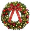 Christmas Decorations Set: LED String Lights Red Poinsettia Flowers Wreath Door Hanging Home Festive Interior