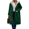 Women Winter Splicing Long Coat Hooded Long Sleeve Fleece Lining Outwear Zipper Placket Pockets Double Sided Wear Long Down Jacket