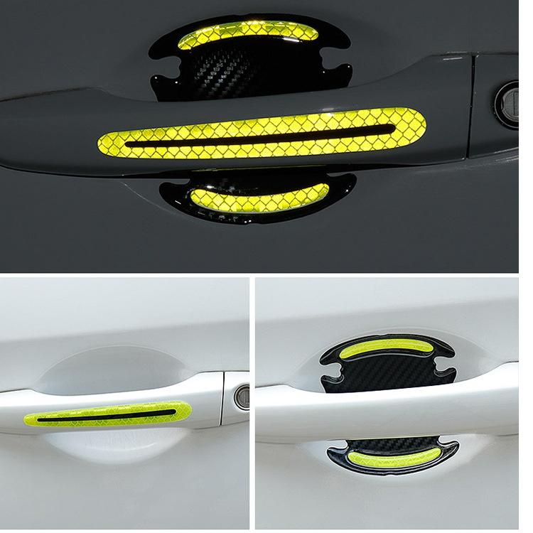 4 шт., светоотражающая 3D универсальная наклейка на дверь автомобиля, клейкая лента, открытые наклейки, предупреждающий знак, ночное безопасное вождение, освещение, светящийся декор, наклейки на автодвери