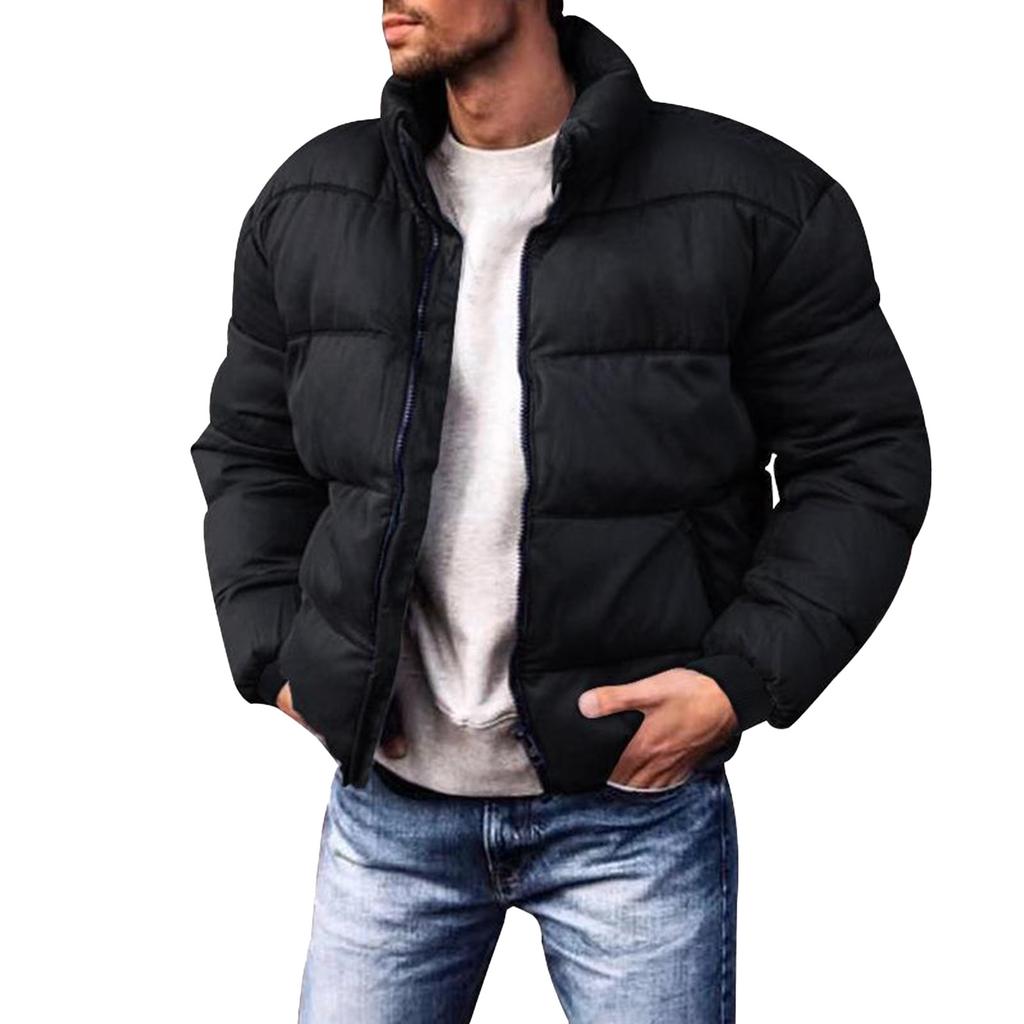 Men's Solid Color Stand Collar Thickened Down Jacket Men's Casual Fashion Warm Jacket