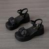 Platform Soft Leather Sandals Female 2025 New Summer Casual Fairy Style Versatile Thick Heel Beach Sandals