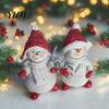 Winter Atmosphere Table Decor 2Pcs Christmas Snowman Figurine, Cute Tabletop Decor, Resin Snow Statue with Gift for Friends Knit Hat Scarf Home Mantel