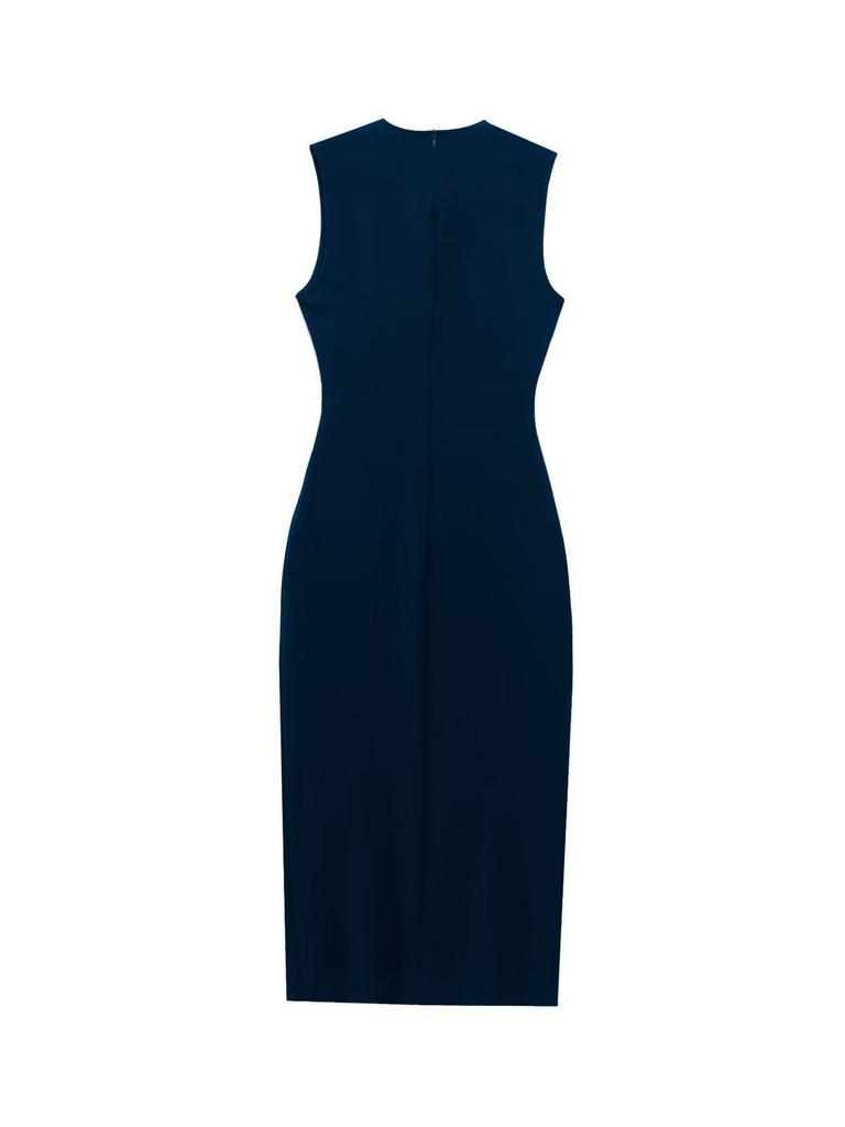 Женское sleeveless midi платье в европейском и американском стиле с поясом - Сексуальный круглый вырез для весны