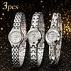 3pcs Women Watches Set Fashion Luxury Heart-shaped Alloy Strap Quartz Watch for Woman Retro Elegant Ladies Wristwatch Clock Gift