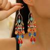 Bohemian Vacation Ethnic Style Advanced Feeling Tourism Makeup Long Tassel Earrings For Women