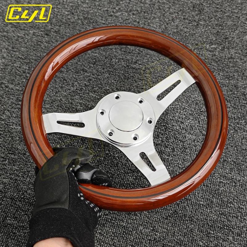 12inch 295mm Mini Wooden Steering Wheel Universal Modification Classic Sports Steering Wheel with Rivets