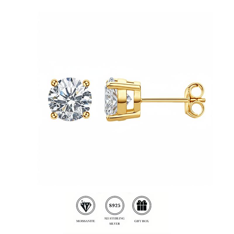 Bestselling Unisex 4-Prong Moissanite Stud Earrings S925 Silver Hypoallergenic Multi CT Tarnish Resistant Daily Wear Fine