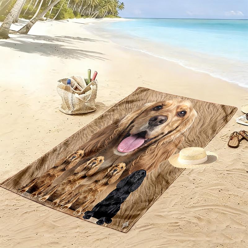 American Cocker Spaniel Print Beach Towel, Large Soft Quick Dry Towel for Beach Camping Swimming
