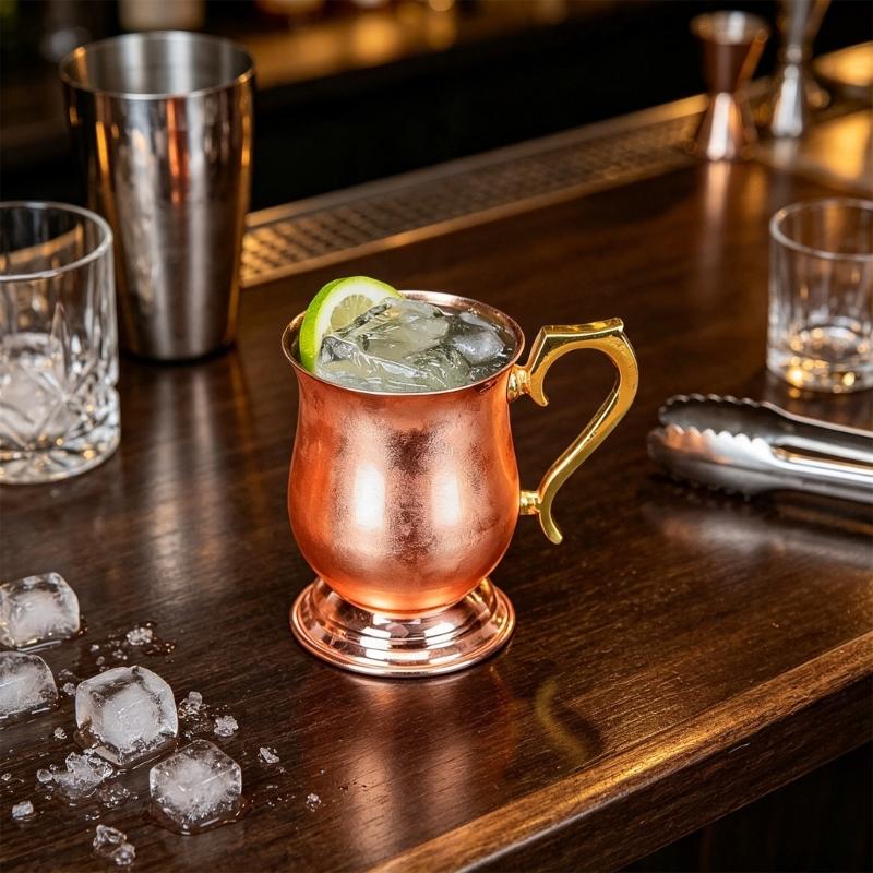 Кружка для Moscow Mules из нержавеющей стали с боковой ручкой для подачи коктейлей, Бокал-кубок для бара для домашних вечеринок