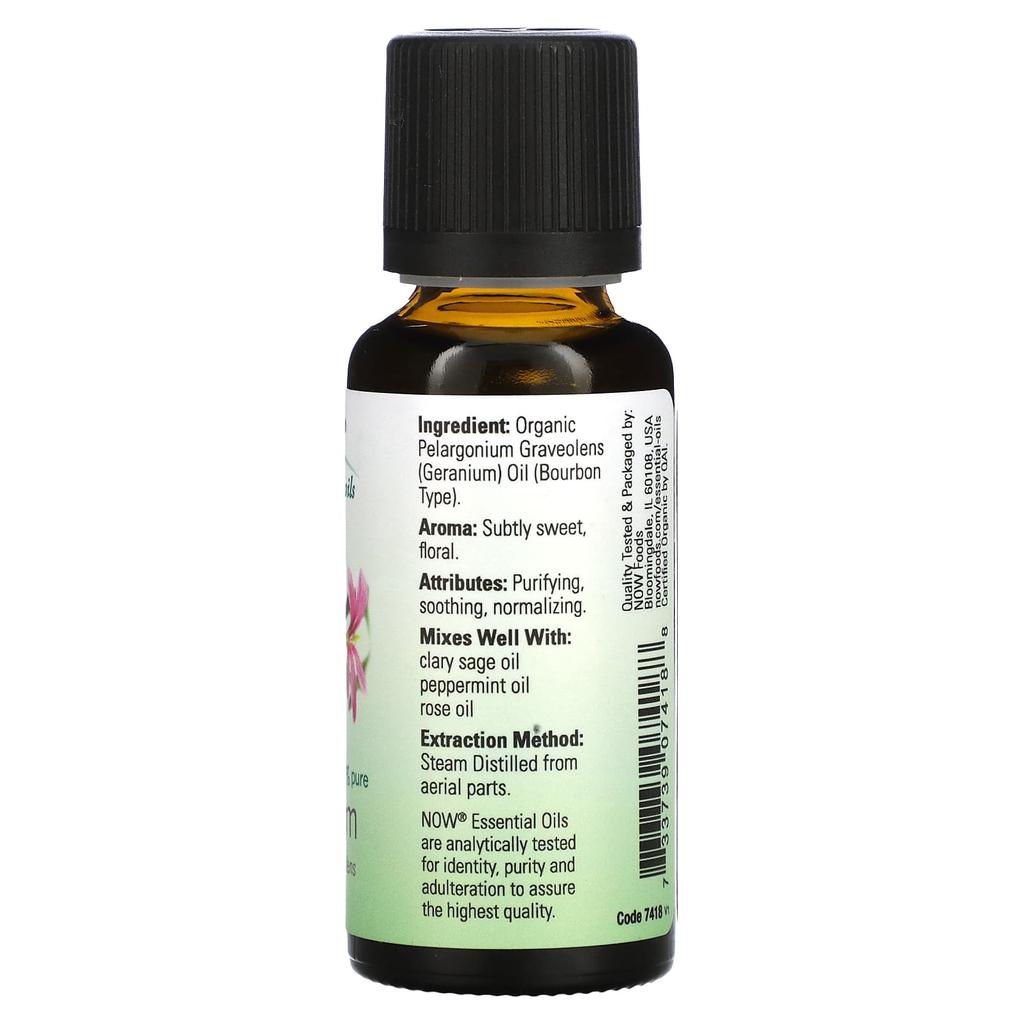 Now Foods Organic Essential Oils, Geranium, 1 Fl Oz (30 Ml)