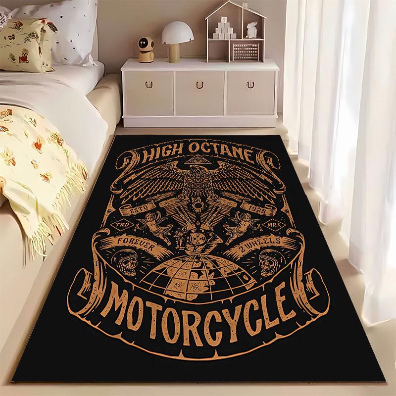 High Octane Motorcycle Design suitable as a non-slip mat for the living room or bedroom sofa