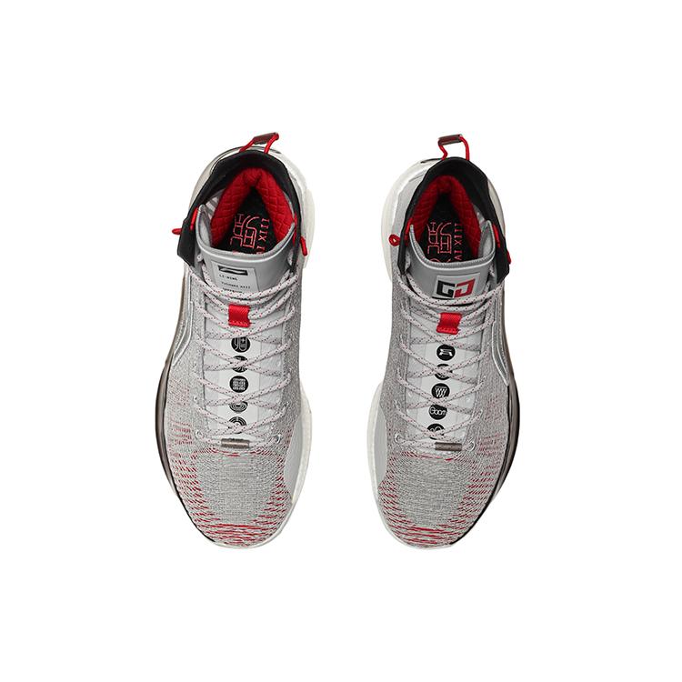 Li Ning YuShuai 13 Boom CJ Ткань PE Амортизация Нескользящие Износостойкие Высокие Баскетбольные Кроссовки Мужские Серые ABAP065-14