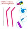 2pcs Reusable Silicone Straws Food Grade Silicone Straws Drinking With Cleaning Brush Party Straws