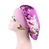 Floral Print Nightcap Women Satin Night Sleep Satin Hair Bonnet Silk Head Cover Wide Elastic Band