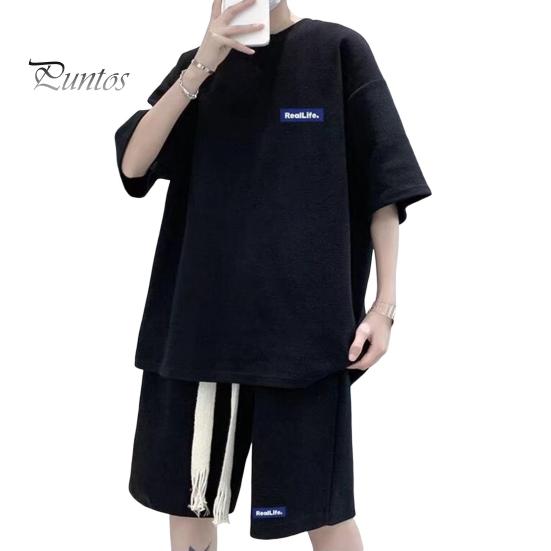 Мужской комплект из 2 предметов, повседневный спортивный костюм, шорты, летний свободный спортивный костюм с коротким рукавом, спортивный комплект, домашняя одежда с вафельной текстурой, подходящий костюм