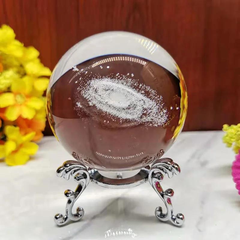 Диаметр 6 см, глобус, галактика, миниатюры, хрустальный шар, 3D-гравированный лазером, кварцевый стеклянный шар, сфера, украшение для дома, аксессуары, подарки