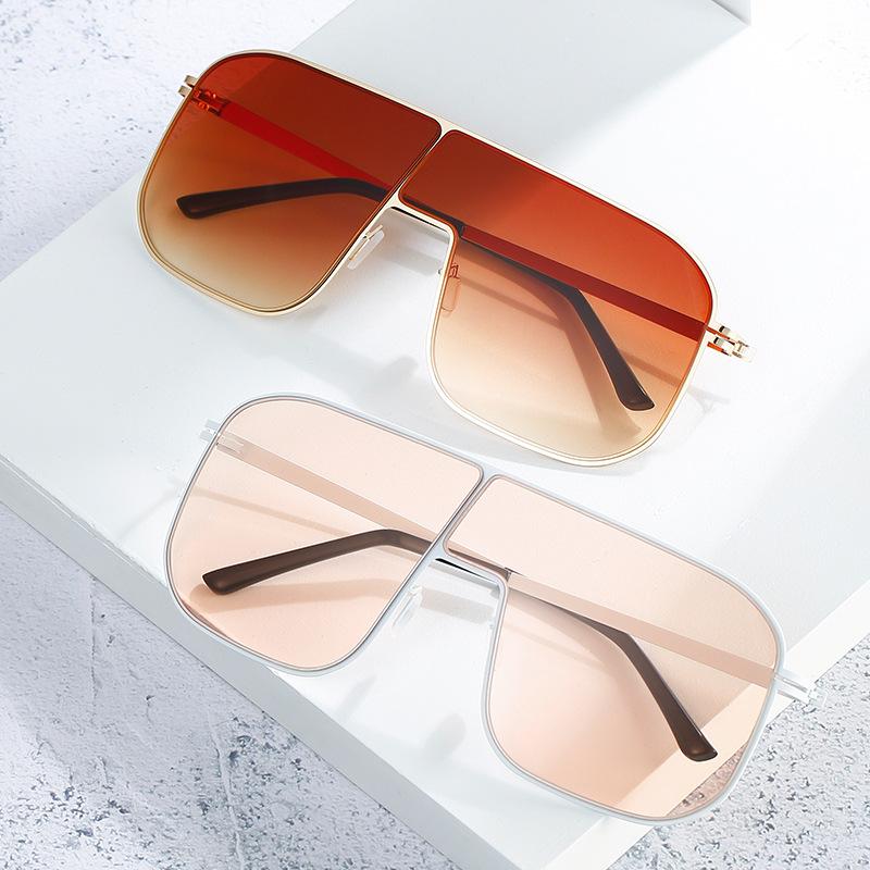 New large frame sunglasses, European and American personalized metal frame glasses Internet celebrity INS fashion sunglasses women