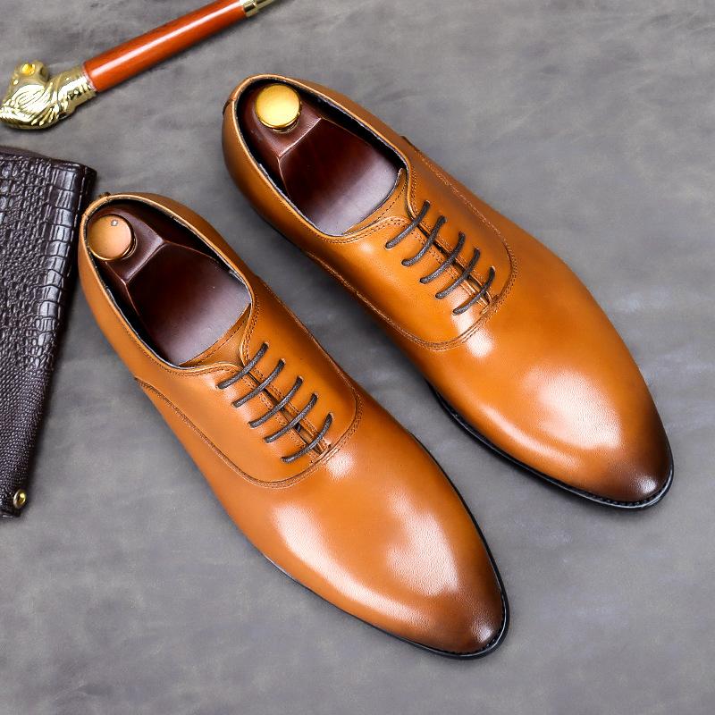 [In The Event] Genuine Leather First-Layer Cowhide Men'S Business Leather Shoes Lace-Up Low-Top Cowhide Handmade Men'S Formal Single Shoes