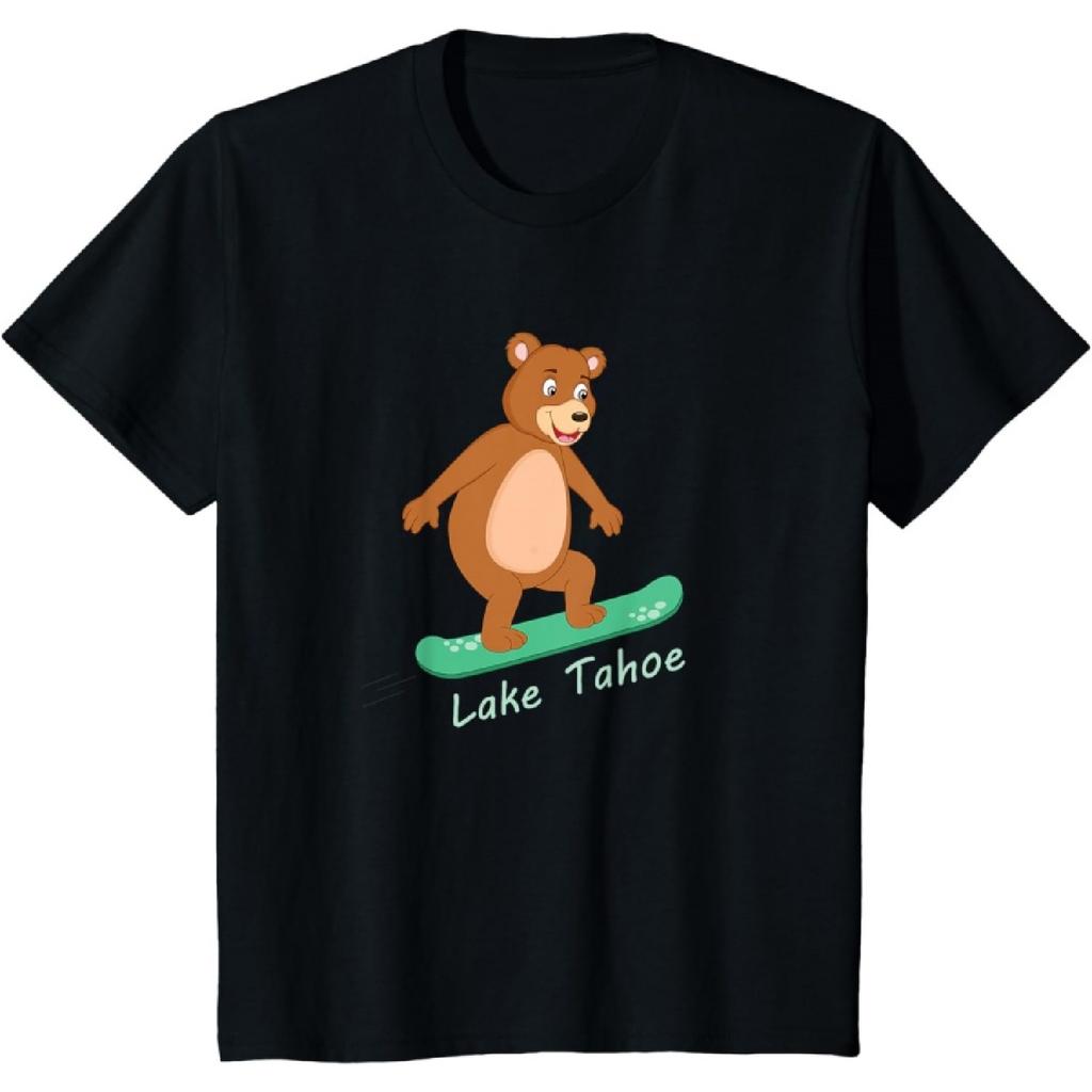 Bear Snowboarding in Lake Tahoe Souvenir Shirt for Kids T-Shirt(1)