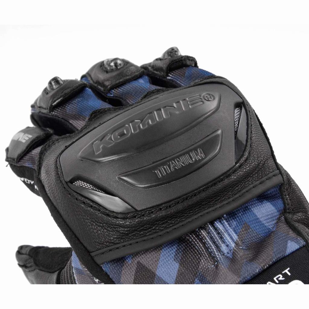 Komine Motorcycle Titanium Mesh Plaid Protective Mesh Titanium Gloves, Gloves, Navy, 2XL, GK-214 1166, Spring, Summer, Autumn, Material, Carbon,