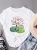 (Asian Size) Trend Flower Cute Short Sleeve T-shirts T Clothing Fashion Print Female Casual Women's Top Graphic Tee