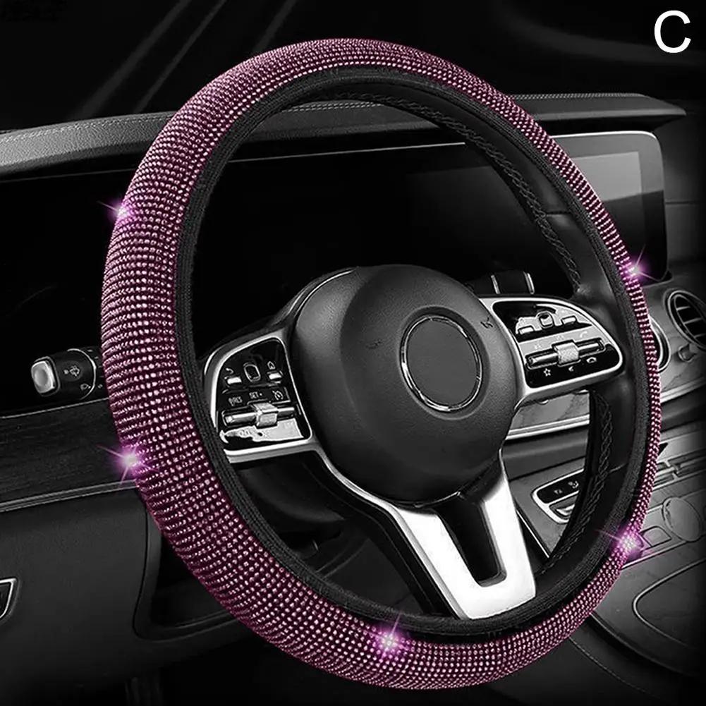 Чехол на руль автомобиля с бриллиантовым кристаллом для внешнего диаметра 14 1/2-15 дюймов, автомобильные аксессуары, автомобильный стиль W4t9