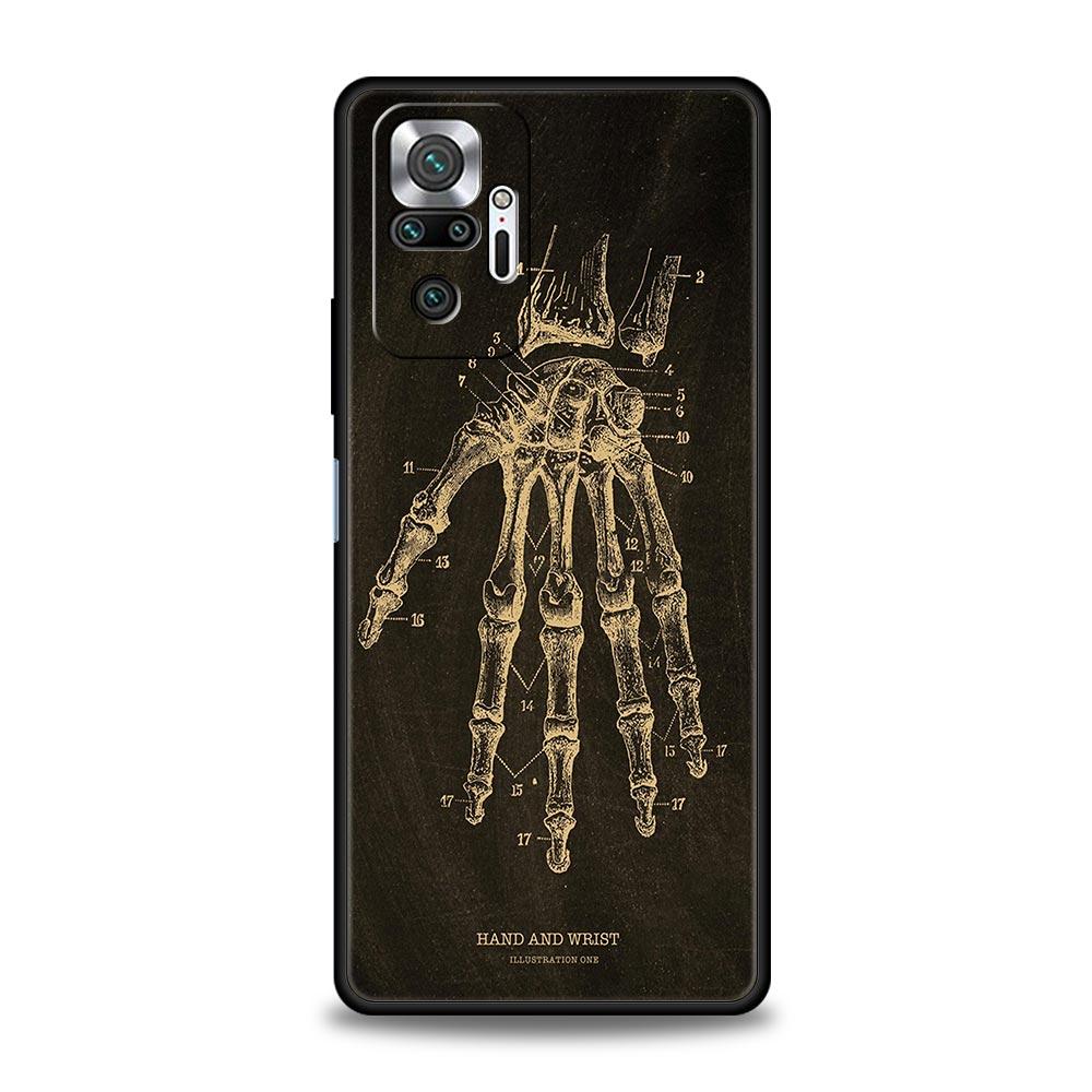 Чехол для телефона Xiaomi Redmi Note 14 13 5G 10 11 12 Pro Plus 4G 14C 13C 12C 10C с рисунком Анатомия Скелет Меловая доска Тело Сердце