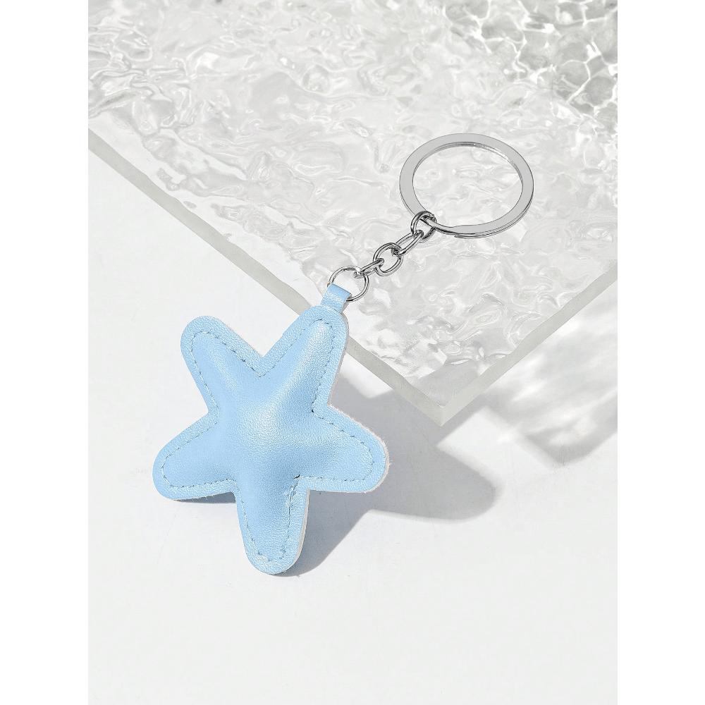 1pc Unisex Five-Pointed Star Keychain With PU & Padding Star Pendant Couple Gift Bag Decoration Hanging Ornament