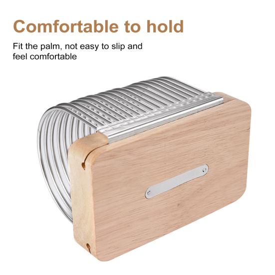 Bread Slicer with Crumb Tray Adjustable Width Stainless Steel Wood Foldable Loaf Cake Cutting Guide Homemade Bagels