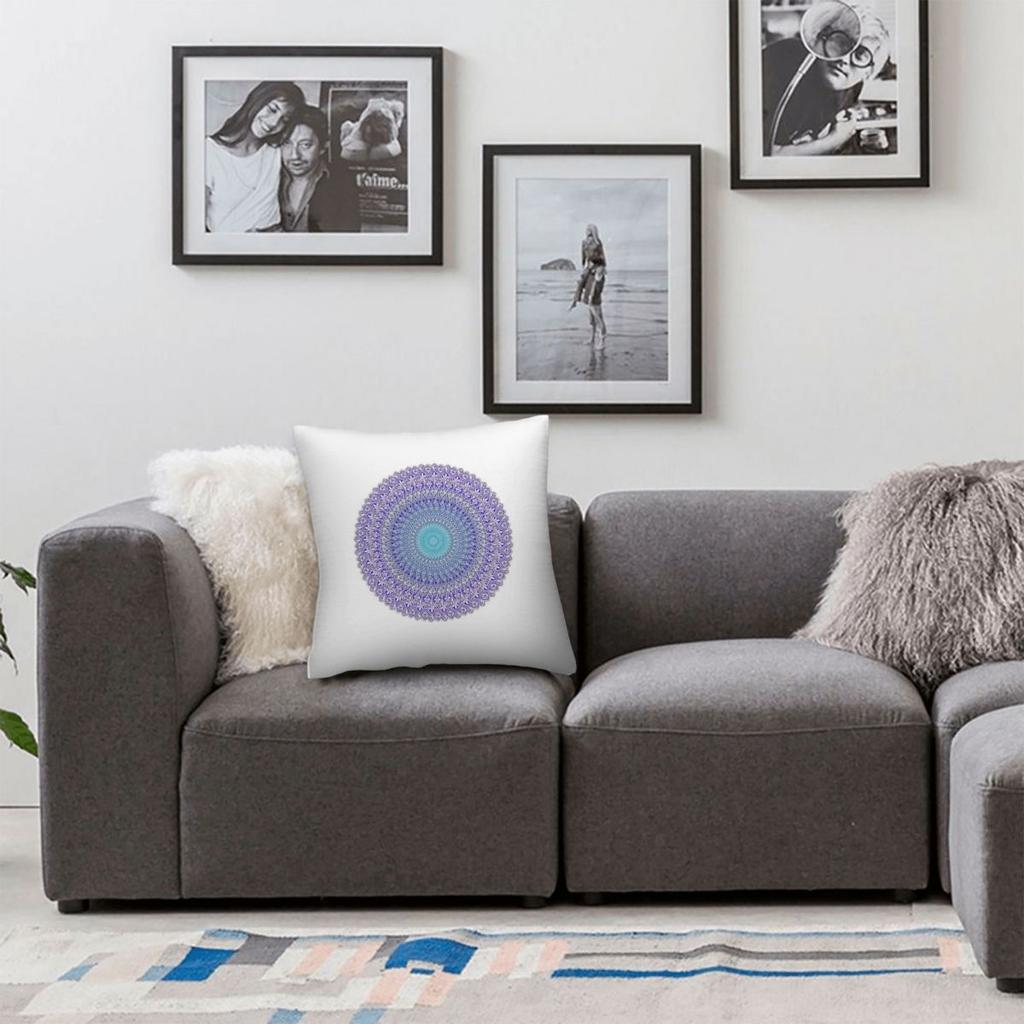 Blue And Purple Mandala Square Pillowcase Polyester Linen Velvet Creative Zip Decor Throw Pillow Case Room Cushion Cover