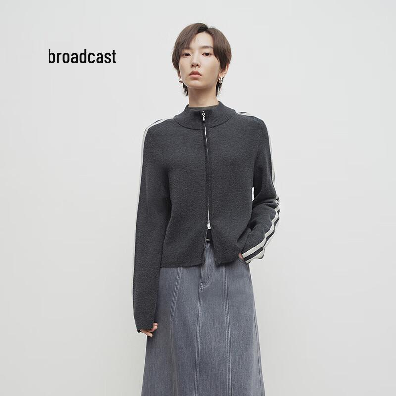 Women's Sporty Semi-High Neck Zipper Knit Cardigan