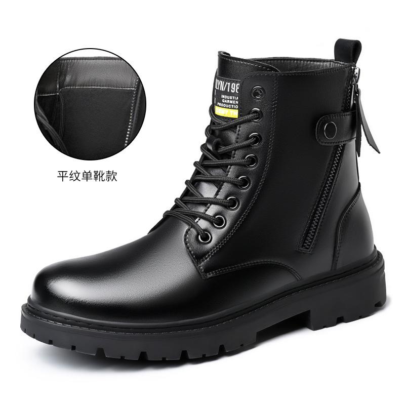 Мужские ботинки мартин Мужские ботинки-локомотивы в британском стиле с высоким верхом Зимние бархатные рыцарские ботинки средней высоты из кожи 2025