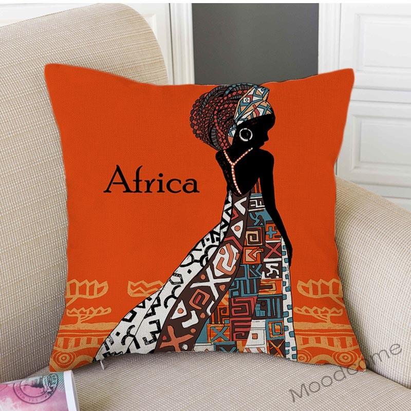 Africa Impression Theme Abstract African Dancing Woman Design Pattern Sofa Pillows Cotton Linen Exotic Stylish Car Cushion Cover