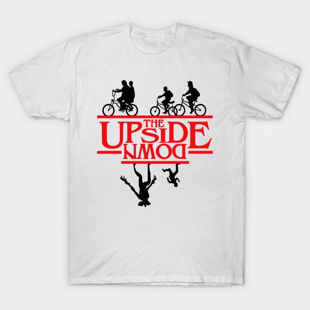 Men Black Print T-shirt The Upside Down Stranger Things No-Cut Transfer Paper Print Cotton Tshirt
